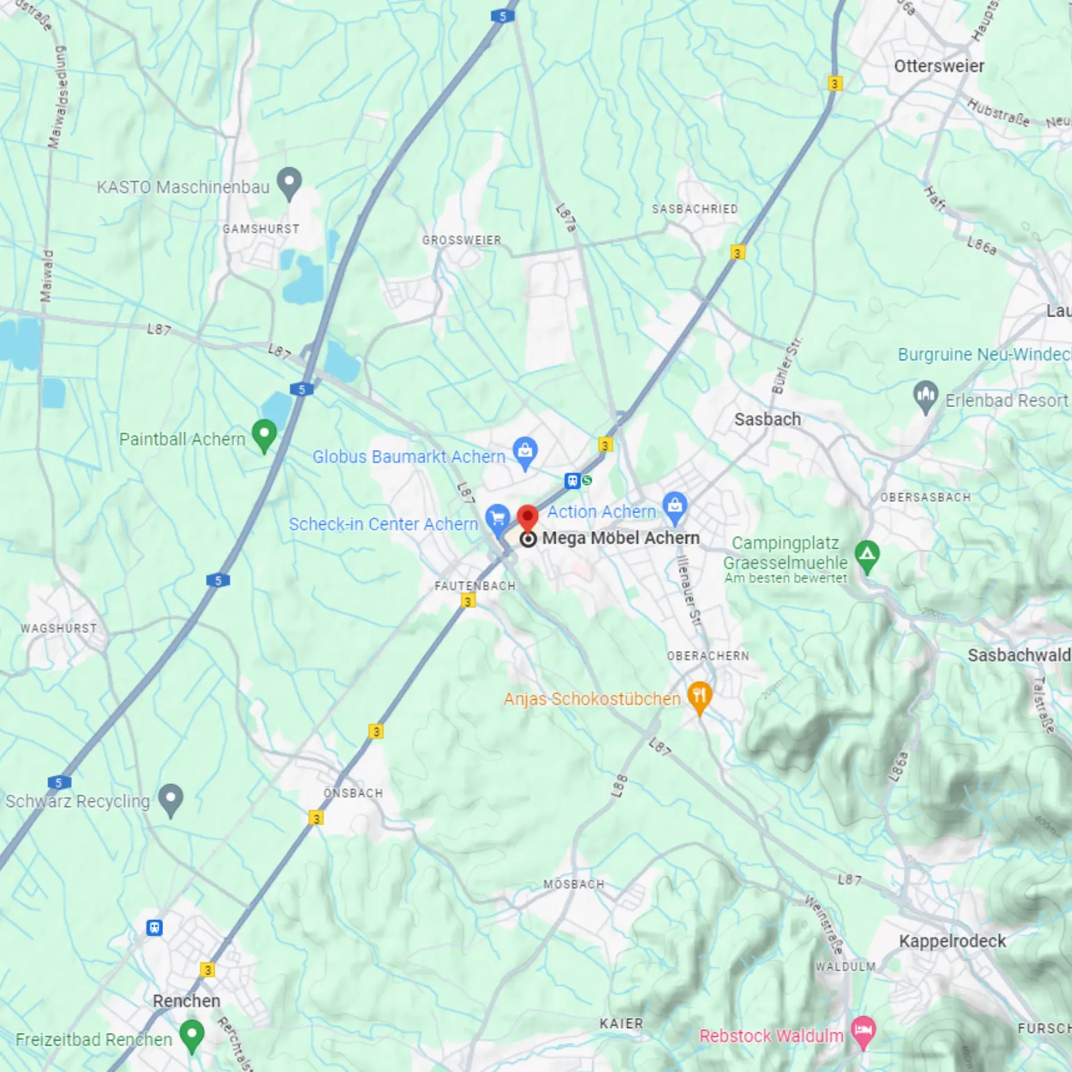 Routenplaner MEGA Möbel Achern