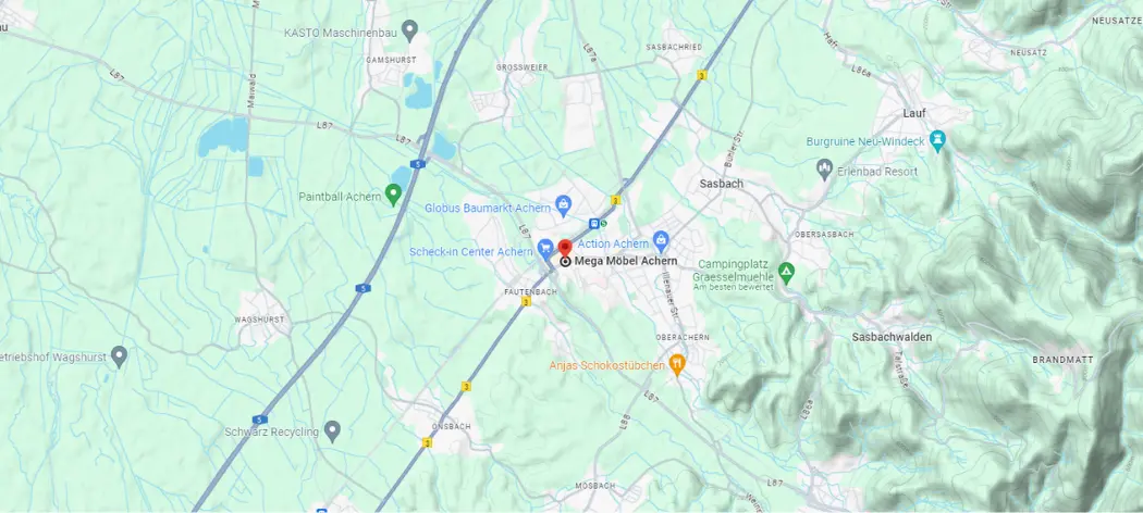 Routenplaner MEGA Möbel Achern