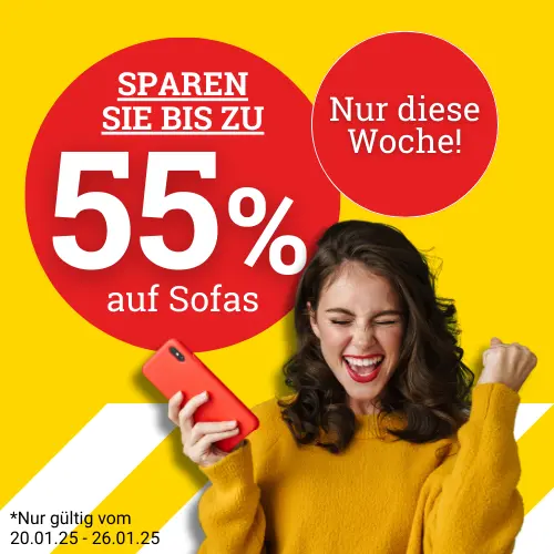 Nur diese Woche! Sparen Sie bis zu 55% auf Sofas