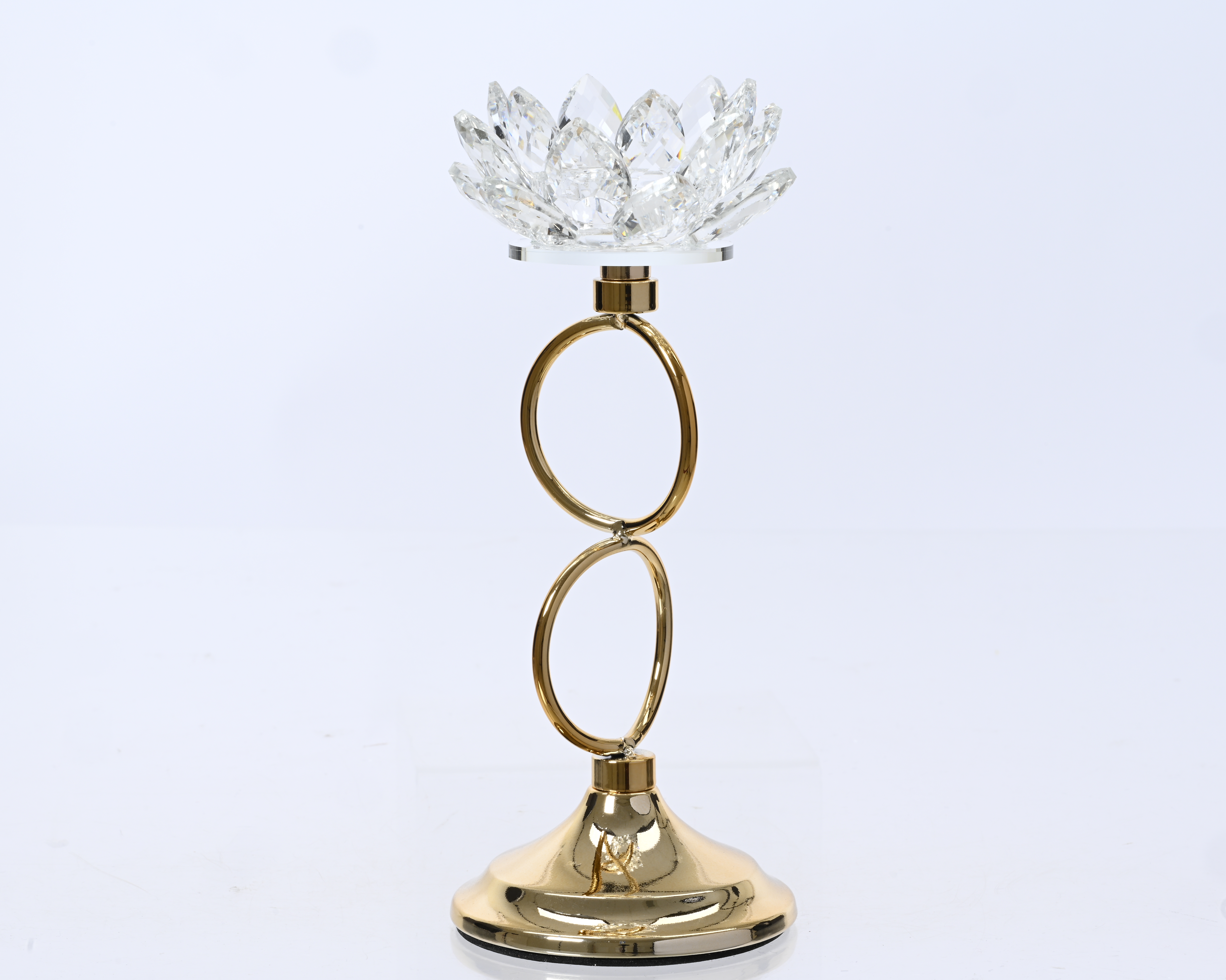 Teelichthalter mit Glas Blume GOLD