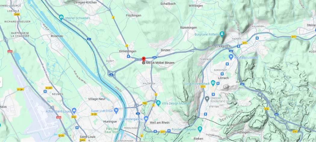 Routenplaner MEGA Möbel Binzen